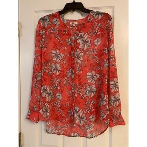 Floral Red Sheer Top